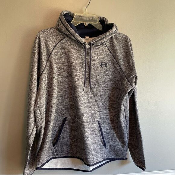 Under Armour Tops - Under Armour Storm Hoodie sweatshirt size Large Navy and gray with thumb holes